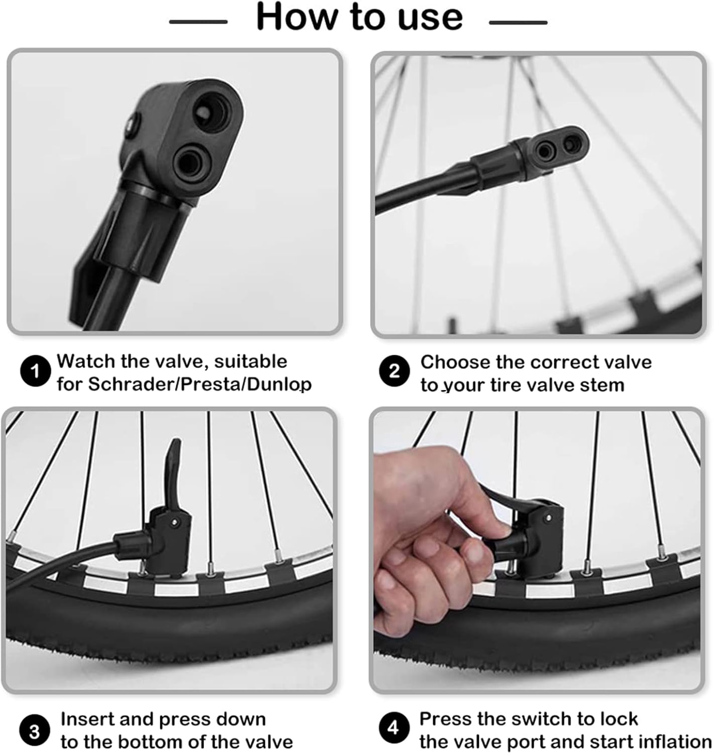Hycline Bomba portátil para bicicleta de piso bomba de neumáticos de bicicleta – Bombas de aire de alta presión de 150160 PSI con válvula Presta y