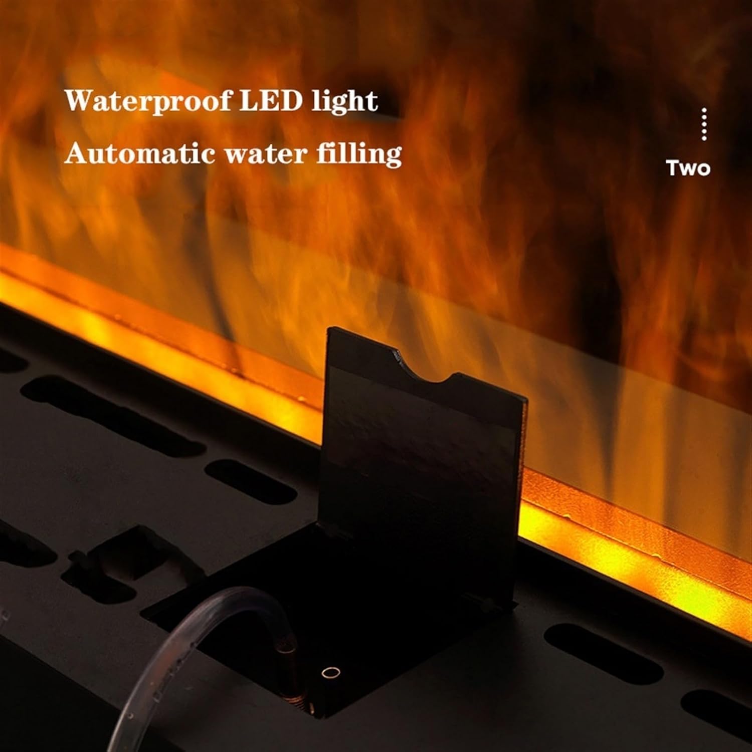 Chimenea eléctrica de vapor de agua empotrada con efecto de llama realista 3D, chimenea de vapor de acero inoxidable ultrafina, control táctil,
