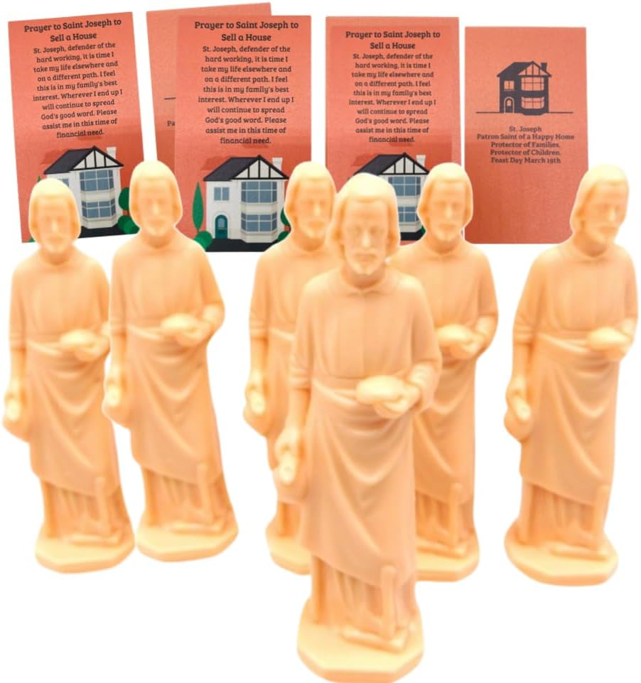 Westmon Works Estatua de San José para la venta de casas con instrucciones y tarjeta de oración de bienes raíces paquete a granel, juego de 6
