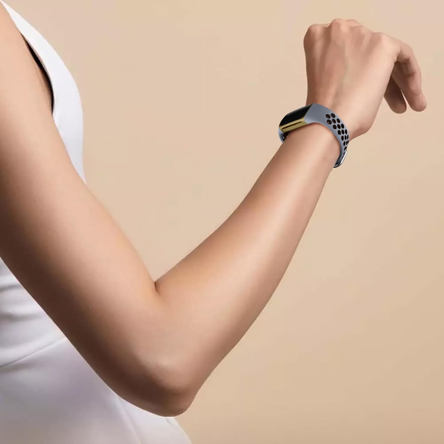 Maledan Correas de reloj deportivo de silicona de repuesto para Fitbit Charge 56, negroazulgris, grande