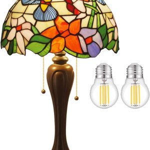 WERFACTORY Tiffany Lámpara de mesa de cristal manchado, estilo colibrí, mesita de noche, luz de lectura, 12 x 12 x 22 pulgadas, decoración para WERFACTORY Tiffany Lámpara de mesa de cristal manchado, estilo colibrí, mesita de noche, luz de lectura, 12 x 12 x 22 pulgadas, decoración para
