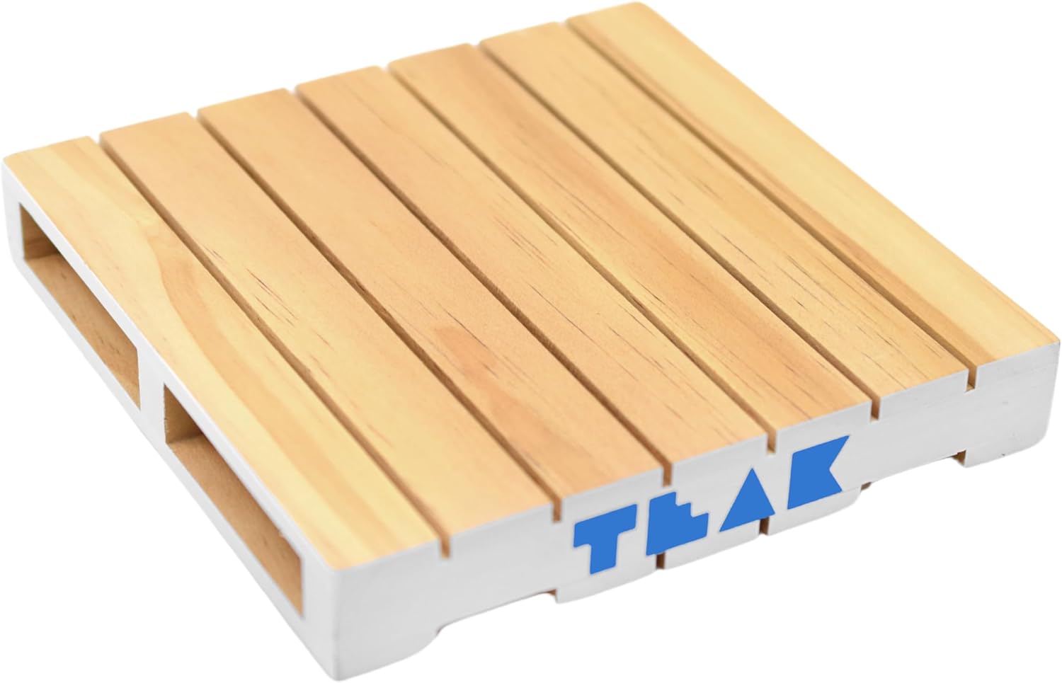 Teak Tuning Paleta de diapasón de madera – 6.25 x 6.25 x 1 pulgada – escala 112 – Bordes blancos pintados con logotipo azul claro