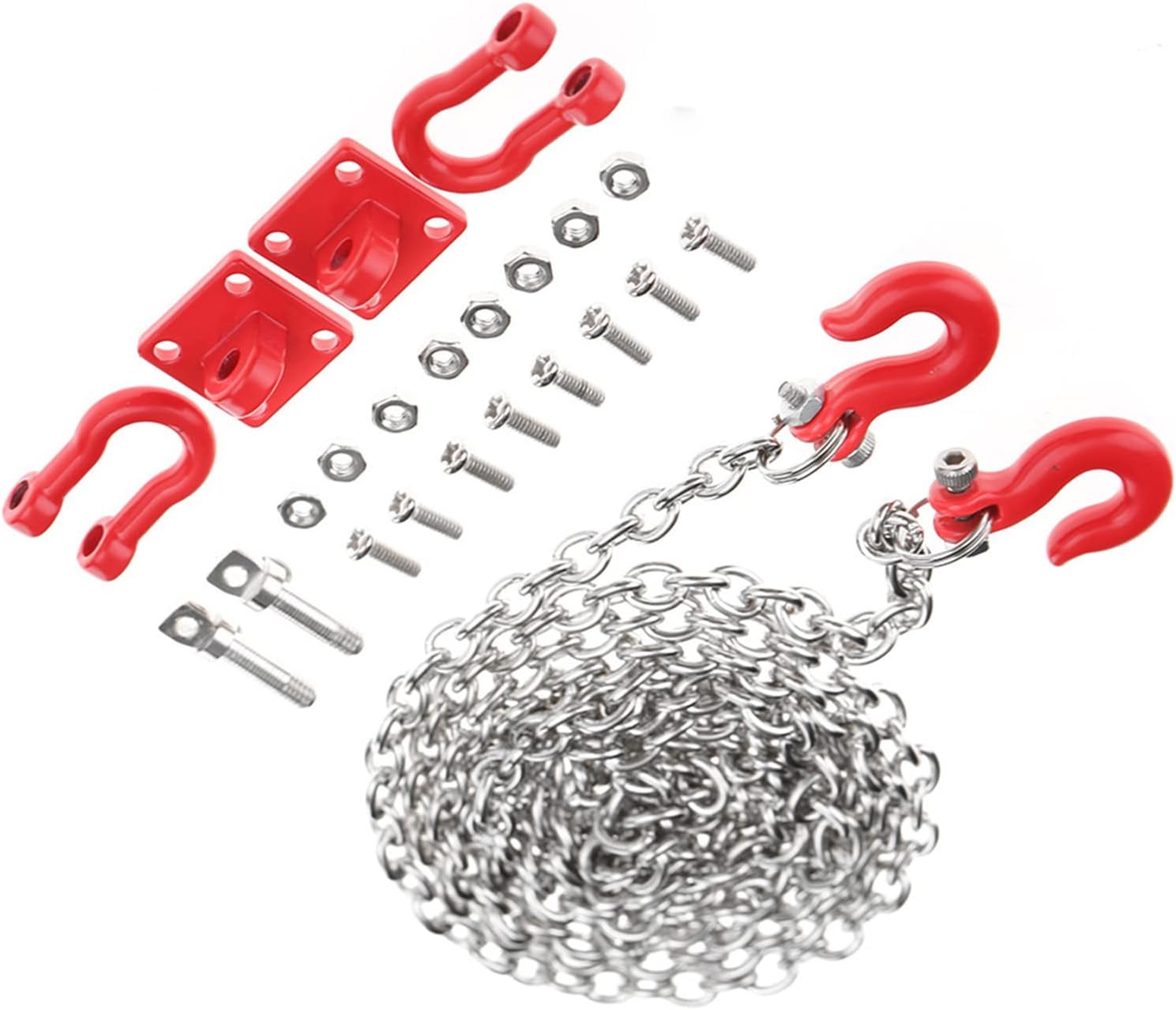 FOSA Cadena de gancho de remolque a control remoto para autos RC a escala 110, gancho de remolque en forma de U, piezas de montaje de metal para