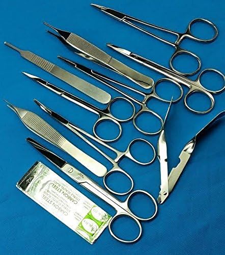 5 cuchillas No 20 Plus Adson Pinzas Webster Soporte de aguja Hemostato Mosquito Pinzas Mango Escalpelo Iris Tijeras de funcionamiento Tijeras Cynamed