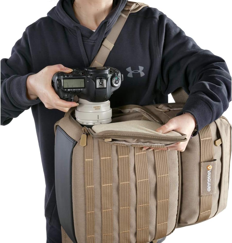 VANGUARD VEO Range T48 BG – Mochila para cámaras réflex digital profesionalessin espejo, estilo táctico, color beige