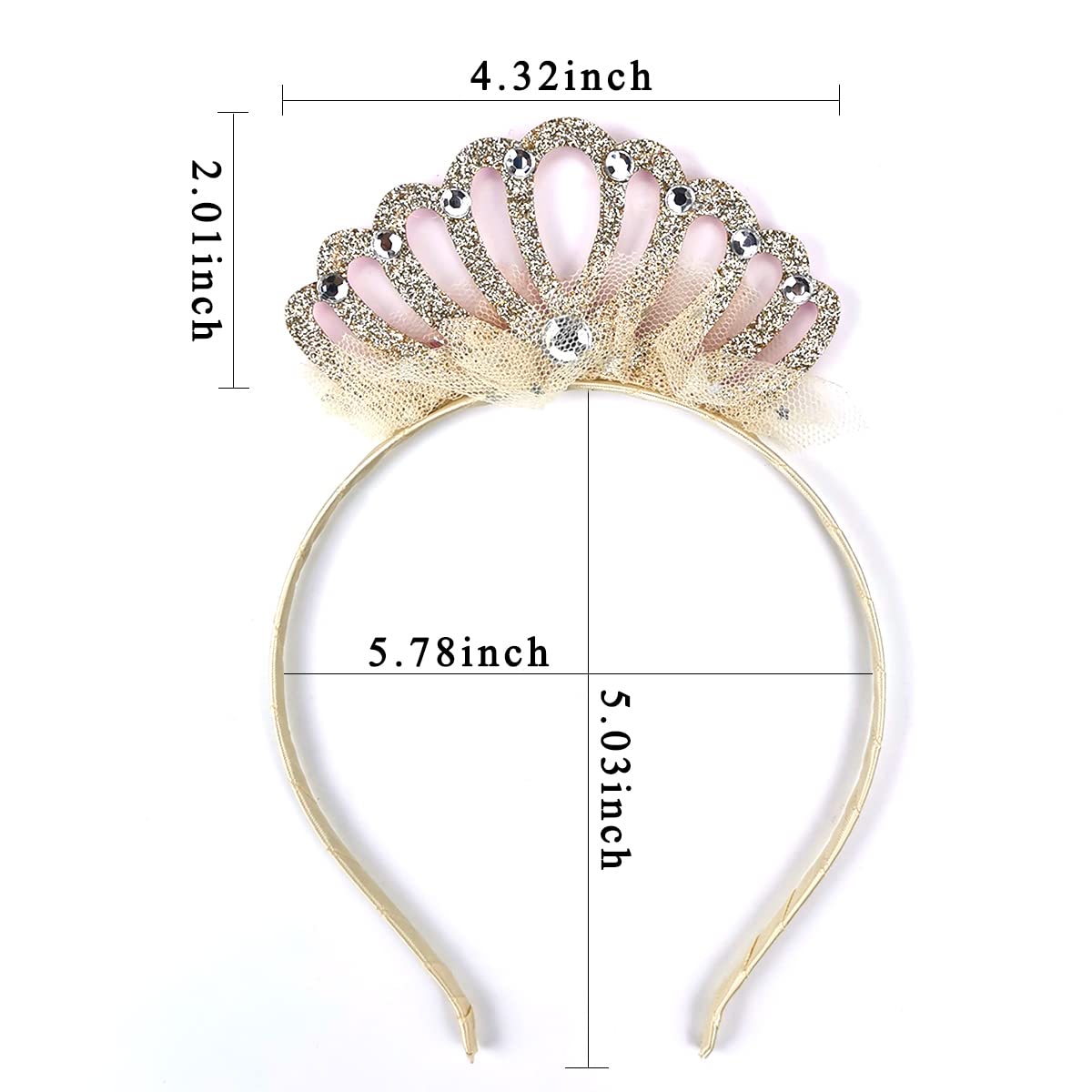 Diadema dorada con corona de encaje, accesorios para el cabello, accesorios para el cabello para niñas y mujeres, fiesta de cumpleaños