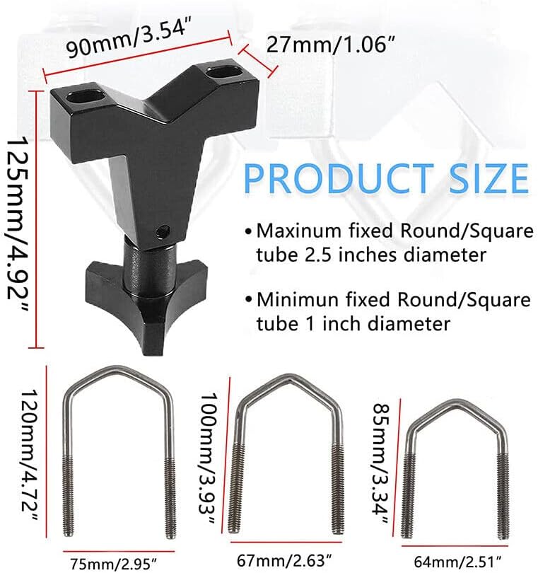 Soporte de tubo de gato de elevación alta de 1-2.5 pulgadas (redondocuadrado) compatible con vehículos, camiones, SUV, RZR Offroad Polaris (negro)