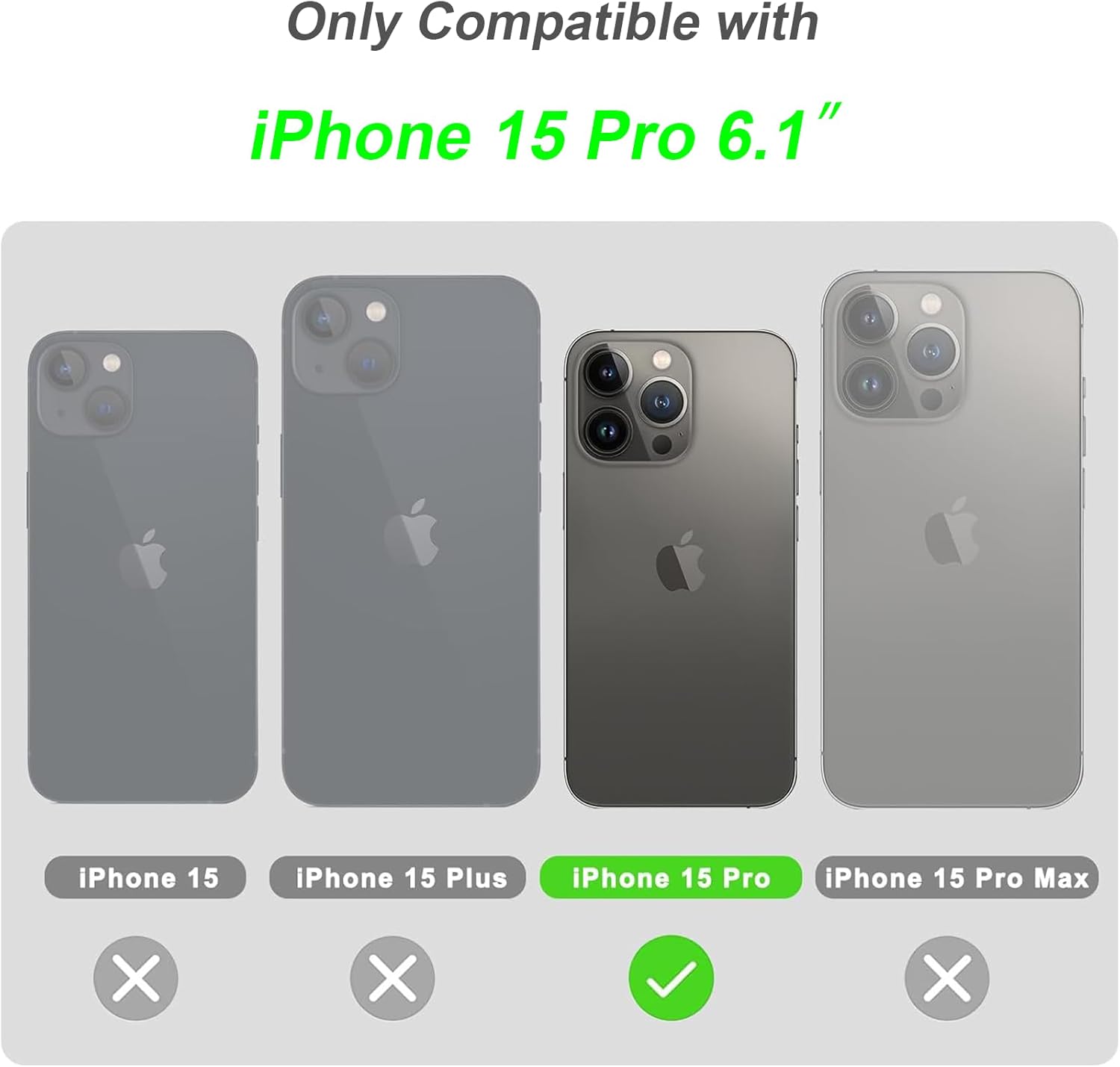 siduater Funda con correa para iPhone 15 Pro de 6.1 pulgadas con soporte, funda protectora de TPU suave y transparente a prueba de golpes,