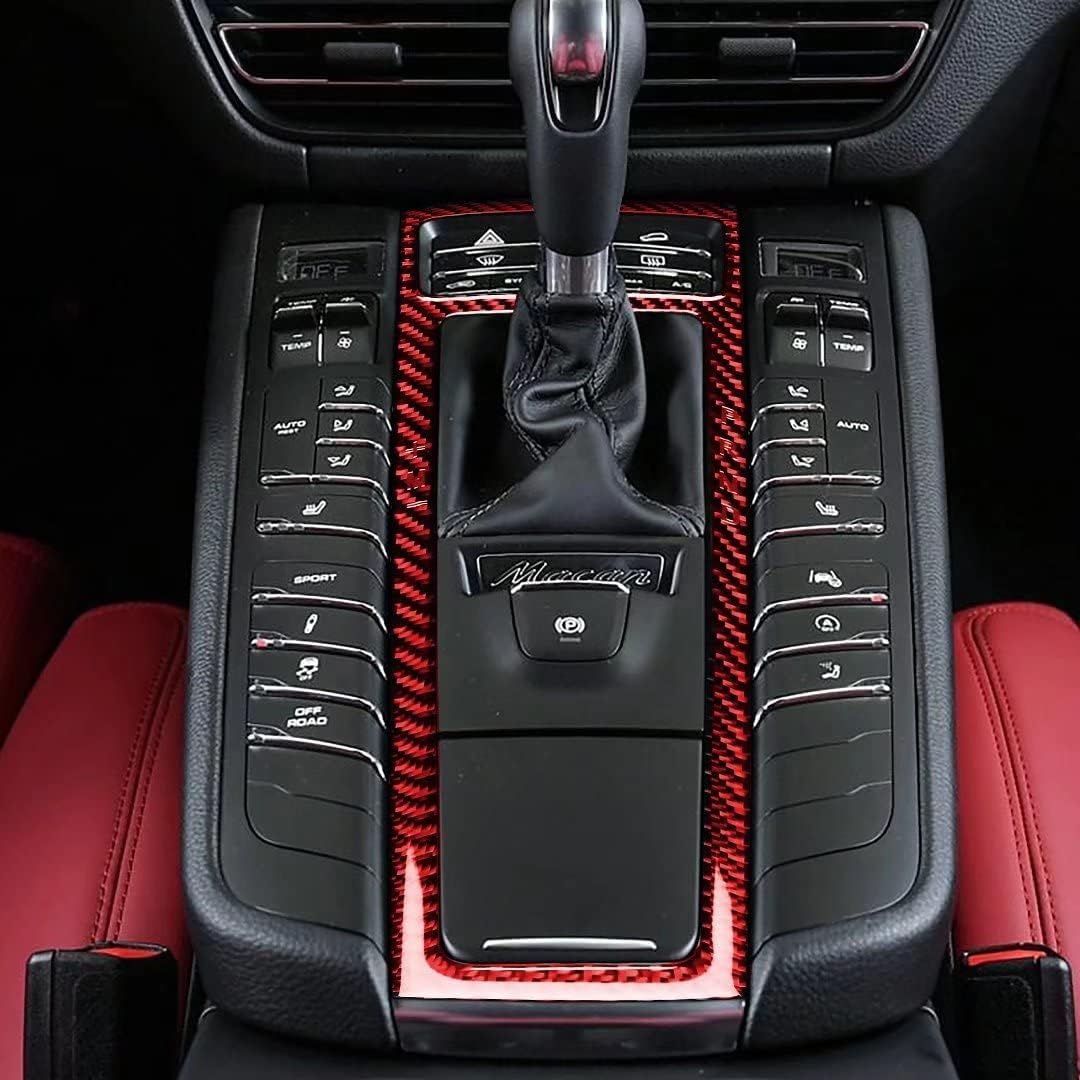 Accesorios interiores de automóvil de fibra de carbono para el interior del automóvil, ajuste de la cubierta del panel de la palanca de cambios