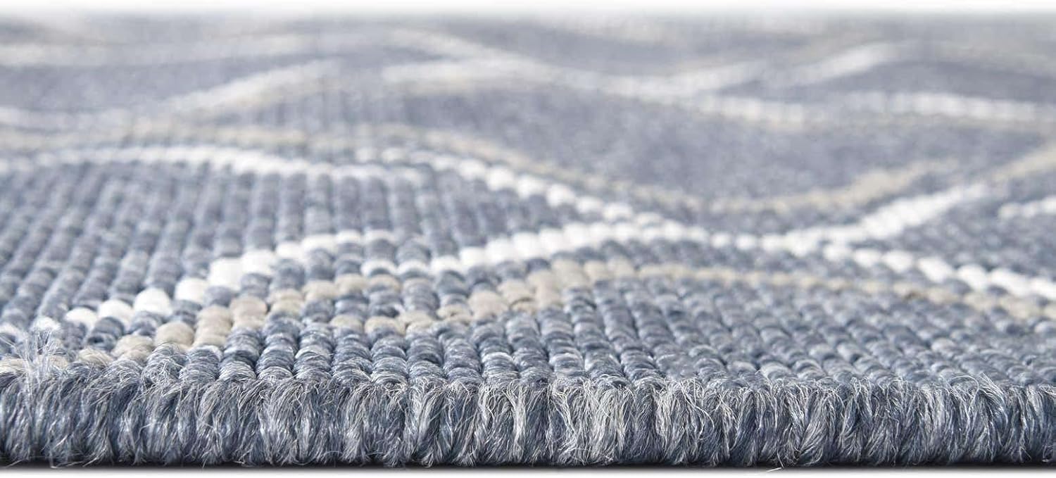 Unique Loom Outdoor Trellis Collection – Alfombra rectangular de 4 pies 1 pulgada x 6 pies 1 pulgada, color azul marinomarfil