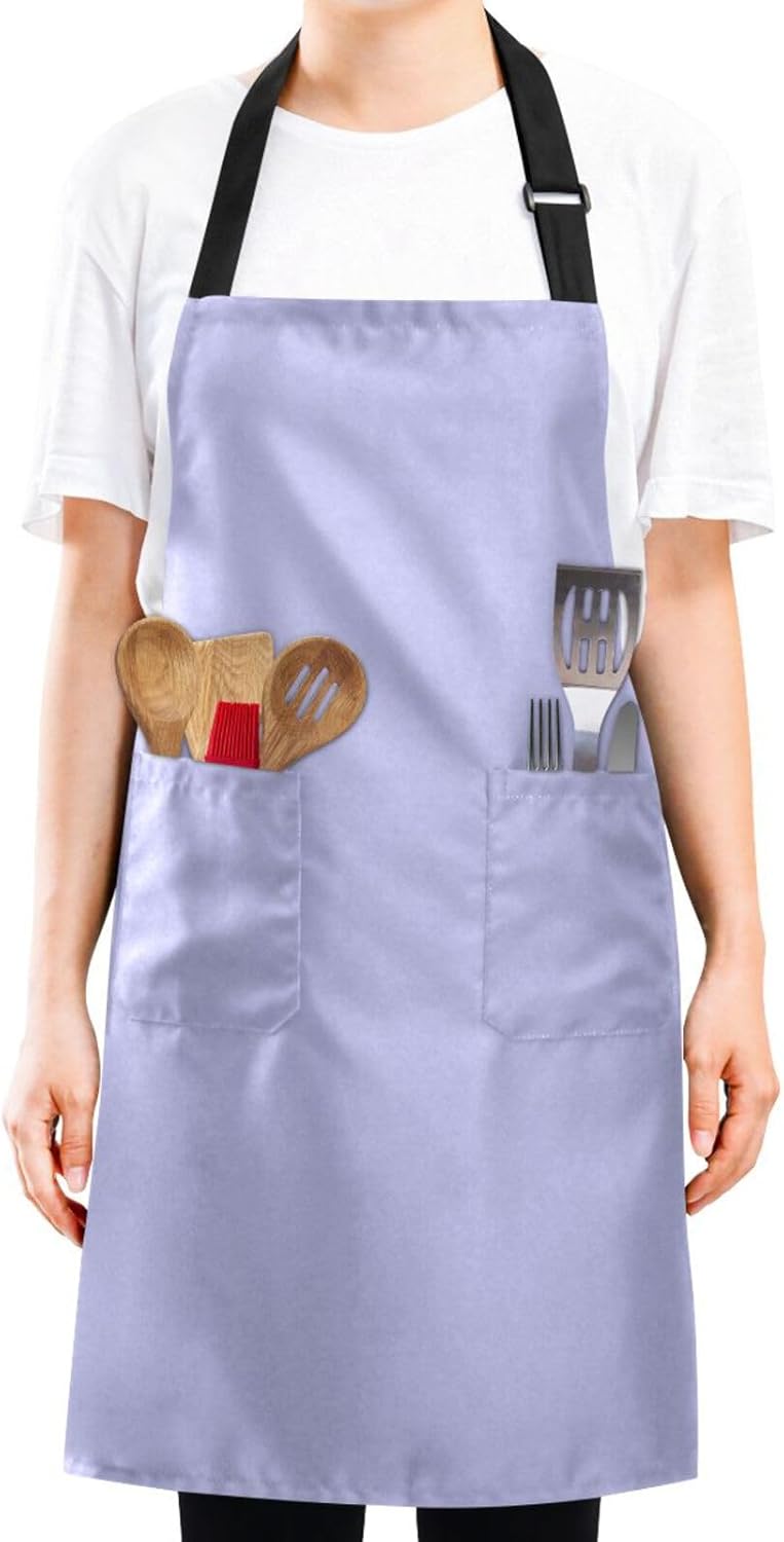RPLIFE Alice Blue – Delantales de chef de restaurante, delantal de cocina a prueba de agua, delantales con bolsillos para profesores, regalos para