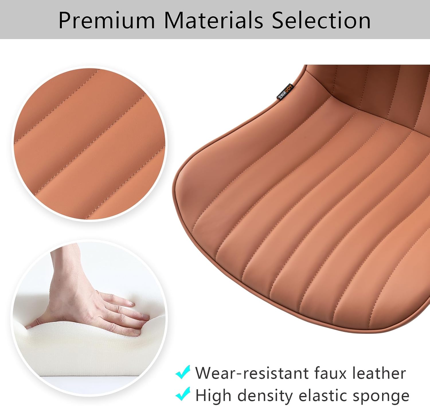 YOUNIKE Silla de oficina giratoria sin brazos de cuero con ruedas, silla de computadora tapizada ajustable con respaldo reclinable y giratorio,
