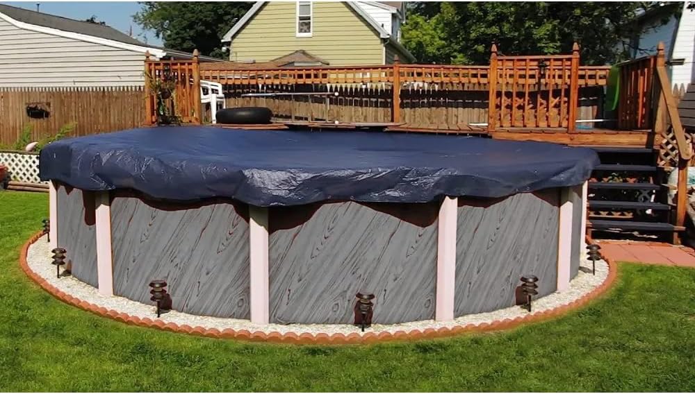 Cubierta de piscina de invierno de lujo para piscinas redondas de 18 pies  AzulNegro  Fácil de instalar, protección UV y duradera  Incluye material