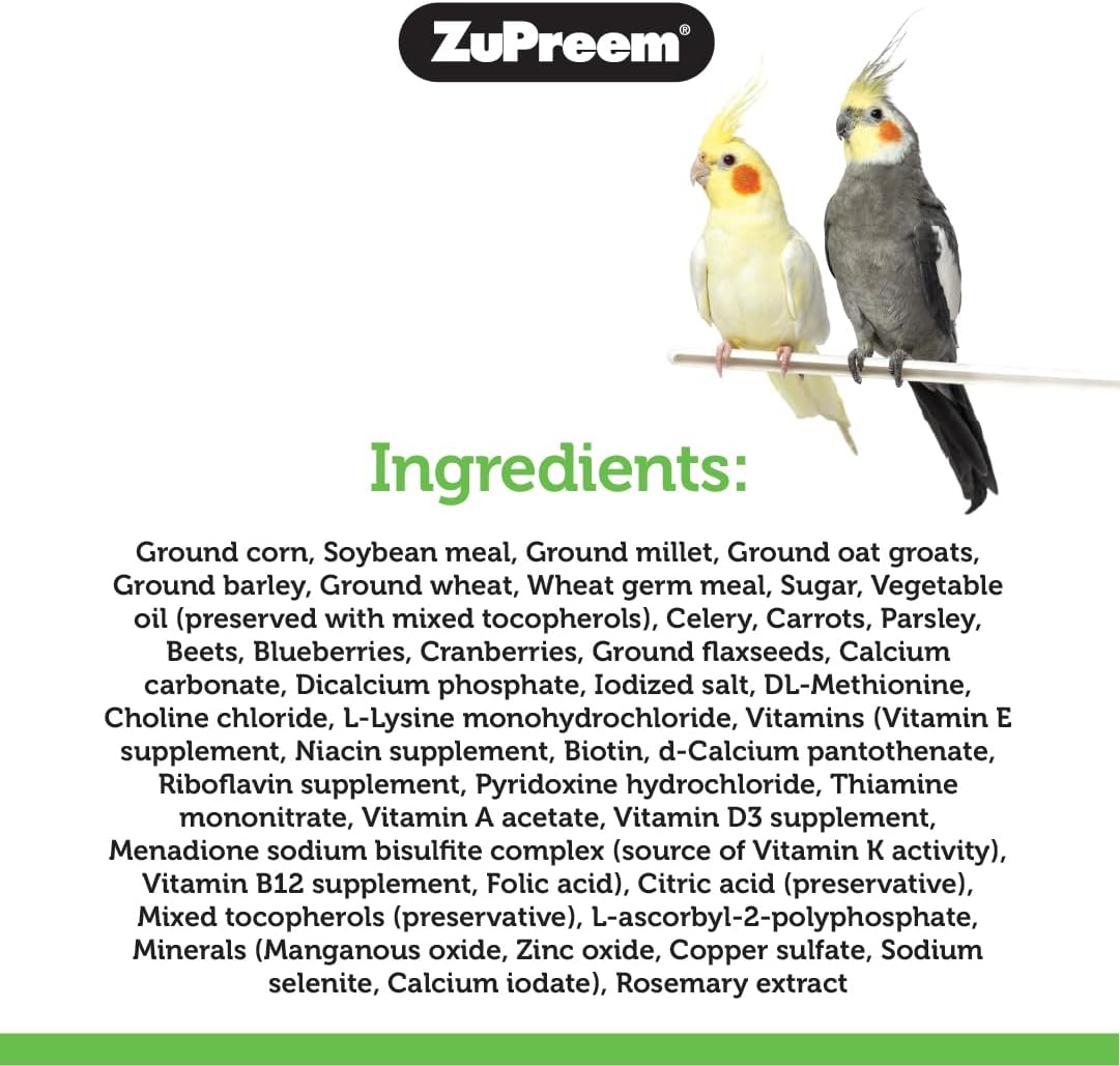ZuPreem Natural Bird Food – Alimento para pájaros lleno de vitaminas, alimento diario para aves medianas – 2.5 libras