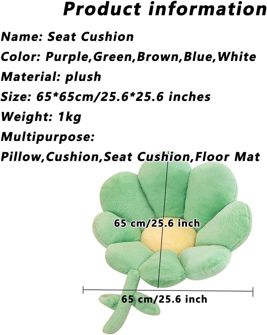 RUNLAIKEJI Almohada de suelo de flores, 25.6 pulgadas, cojín de felpa antideslizante para silla de oficina, cojín de asiento de flores, cojín