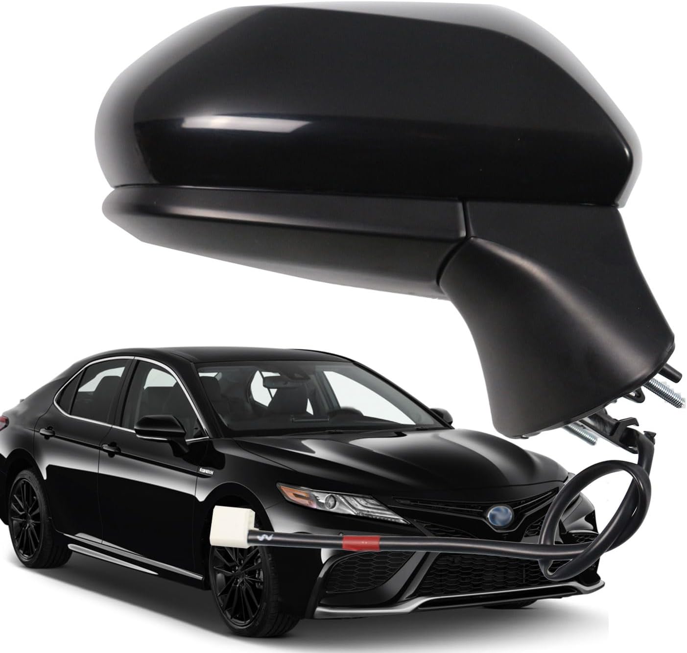 Marretoo Conjunto de espejo lateral para Toyota Camry lado del pasajero 2024 2018 2019 2020 2021 2022 2023  Potencia  Acabado brillante  No