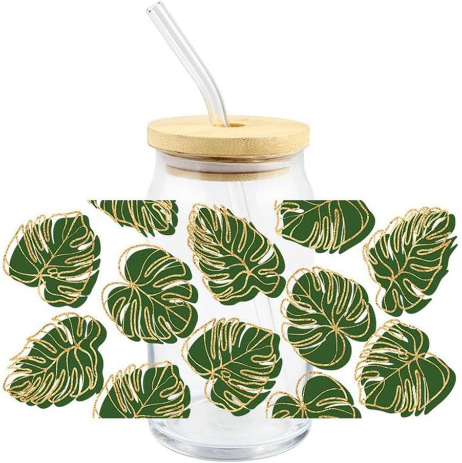 Envoltura de copa UV DTF, adhesivo de transferencia UV DTF, calcomanía de impresión de plantas de mariposa de flores, adhesivo de transferencia para