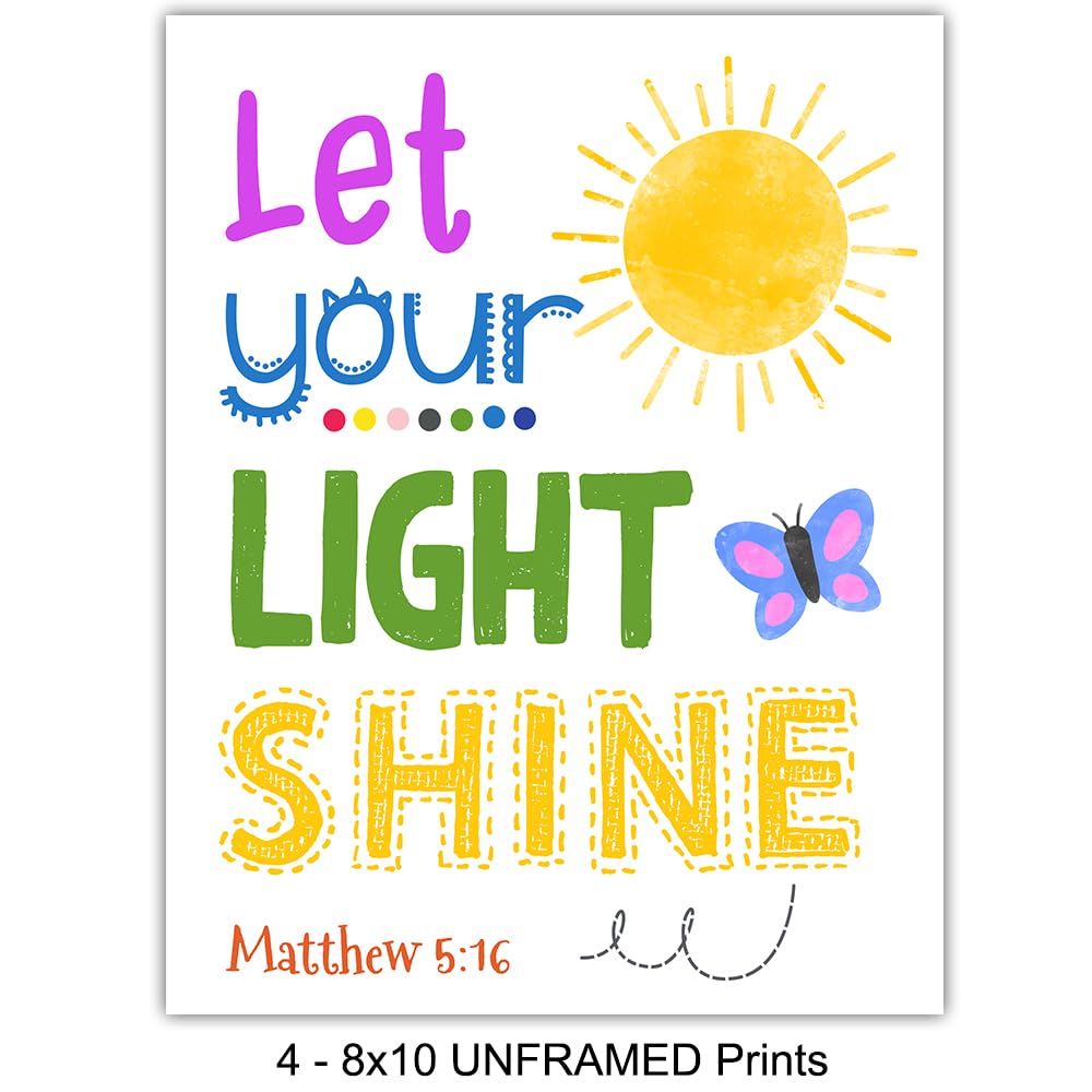 Bible Verse Wall Art – Scripture Wall Art – Christian Wall Art for Kids, Boys, Girls Bedroom – Religious Gifts for Kids – Aesthetic Wall Collage Kit