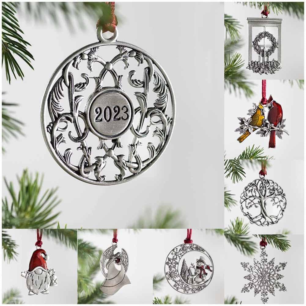 Adorno de árbol de Navidad de peltre, adorno de Navidad de peltre colgante hecho a mano de doble cara, decoración colgante para manualidades,