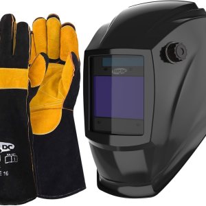TOPDC Guantes de soldadura de 16 pulgadas con pantalla de visualización grande de 3.94 x 2.64 pulgadas, casco de soldadura de oscurecimiento TOPDC Guantes de soldadura de 16 pulgadas con pantalla de visualización grande de 3.94 x 2.64 pulgadas, casco de soldadura de oscurecimiento
