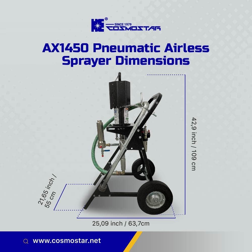 Cosmostar AX1450 – Pulverizador neumático sin aire 231, aerosoles de pintura sin aire, juego de montaje en carrito con pistola de pulverización sin