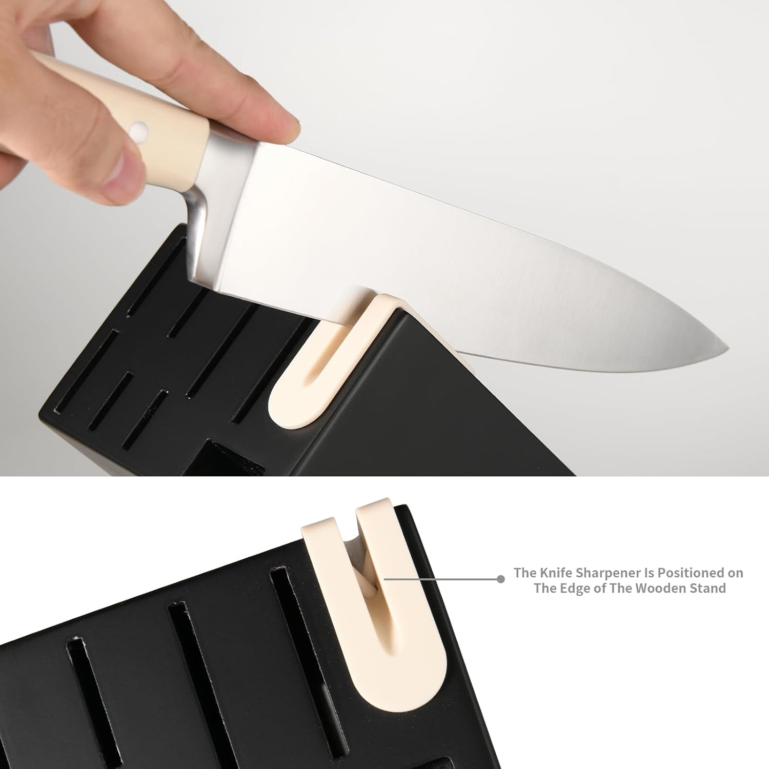 Juego de cuchillos de acero japonés de 16 piezas con bloque, cuchillos de chef con mango ergonómico ABS, afilador y tijeras para cortar, rebanar y