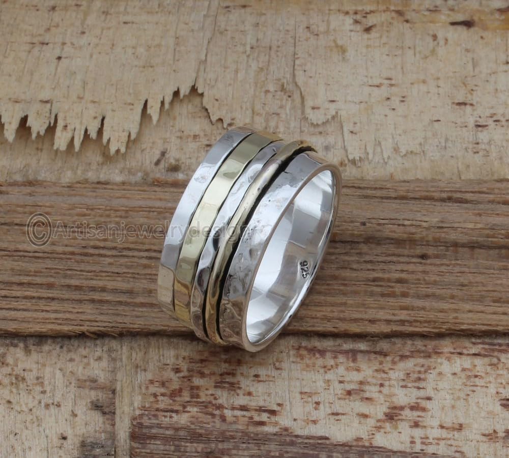925 Silver Ring, Handmade Ring Women, Wide Band Ring, Spinning Silver Ring, Fidget Spinner Ring, Anxiety Spinner Ring, Spinner Band Ring, Thumb