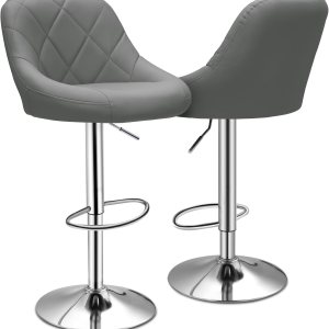 Taburetes de bar giratorios de altura de mostrador ajustable, silla de comedor moderna, taburete alto con respaldo para isla de cocina, gris Taburetes de bar giratorios de altura de mostrador ajustable, silla de comedor moderna, taburete alto con respaldo para isla de cocina, gris