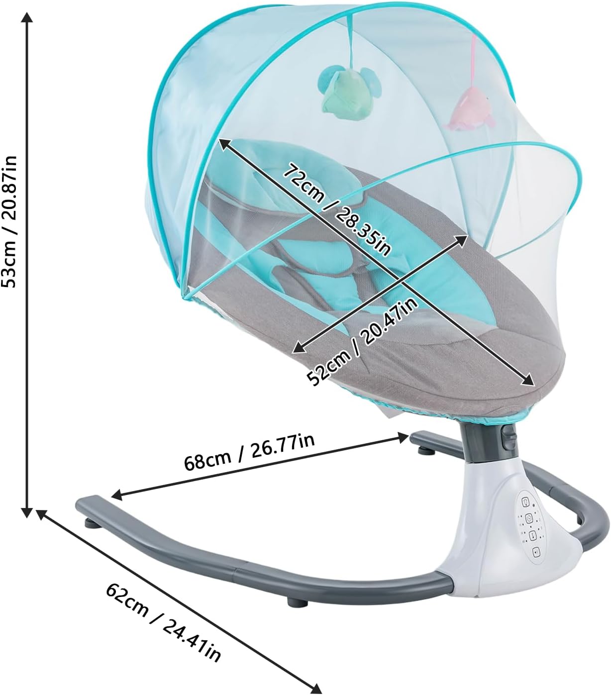 Columpio eléctrico para bebés con altavoz de música a control remoto, columpio para recién nacido con 4 velocidades de oscilación, balancín para