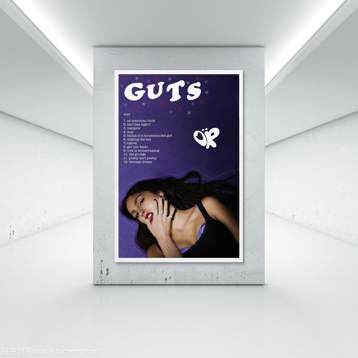 VALKEM Póster de Olivia Singer Rodrigo Guts para habitación, póster estético de los años 90, arte de pared, póster estético, 12 x 18 pulgadas (11.8