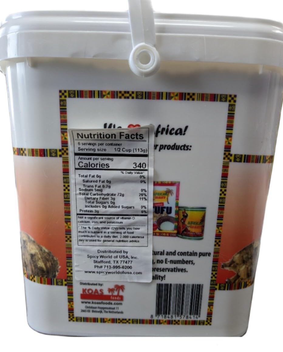 Cocoyam Fufu Flour African Mix Cubo de 8.8 libras  Auténtica harina de ufu de alta calidad con coco real  100% natural por African Beauty