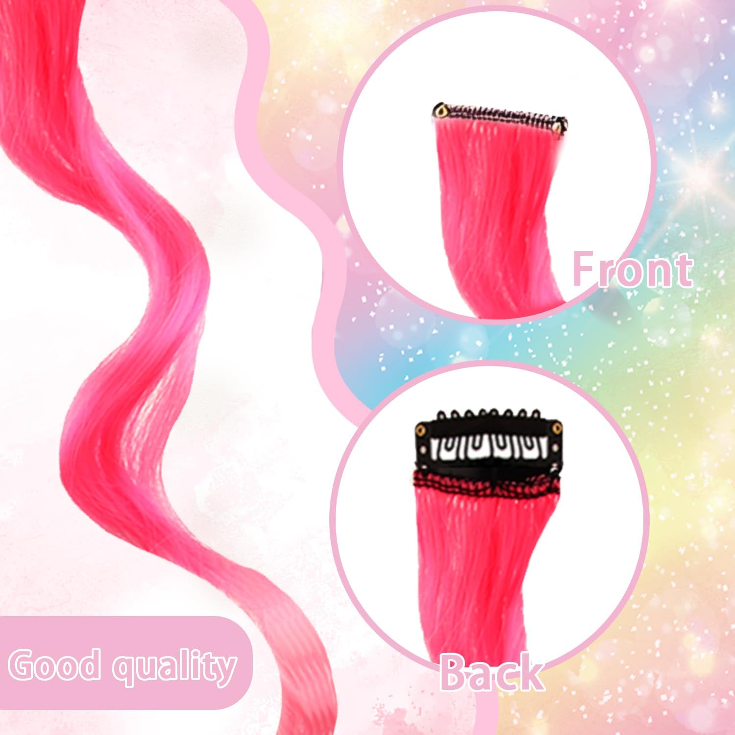 Extensiones de cabello con clip para niños, 4 extensiones de muñeca rizada, peluca de pelo largo de 11 pulgadas para muñeca de niña, regalos de