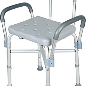 UNICOO Silla de ducha con respaldo, silla de bañera plegable con brazos y agujeros de drenaje para personas mayores discapacitadas, adultos, UNICOO Silla de ducha con respaldo, silla de bañera plegable con brazos y agujeros de drenaje para personas mayores discapacitadas, adultos,