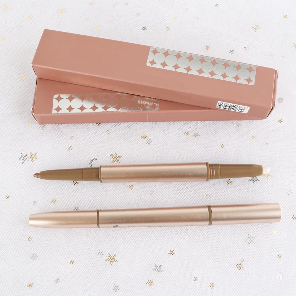 evpct 2 lápices de sombra de ojos en barra y color blanco perla brillante y lápiz delineador de ojos bronce, sombra de ojos en barra y lápiz