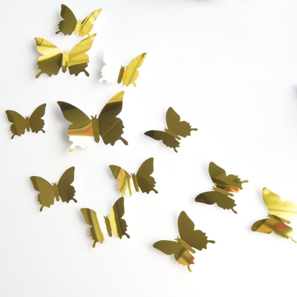Calcomanías de pared de mariposa 3D, calcomanías de pared de mariposa extraíbles, mural de pared de mariposa brillante para decoración del hogar,