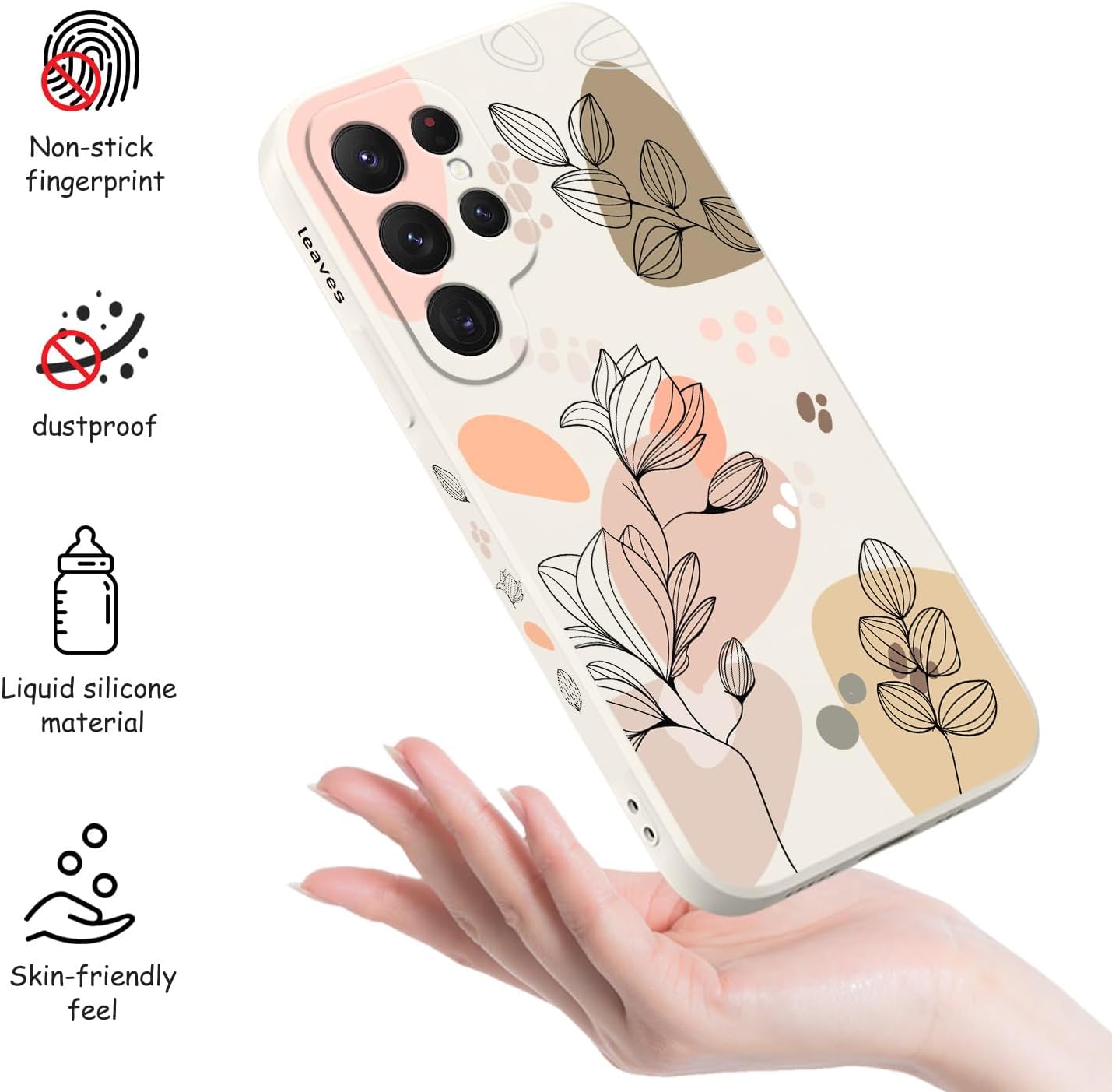 LEECG Funda para Samsung Galaxy S22 Ultra, funda para teléfono S22 Ultra, diseño de flores Morandi de moda, silicona suave, protección contra caídas