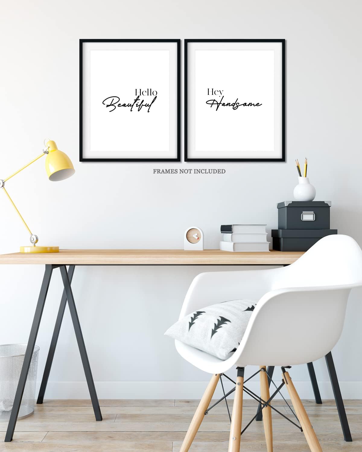 Hello Beautiful, Hey Handsome – Impresiones artísticas para pared (juego de 2)  Decoración de dormitorio principal para parejas  Impresiones de