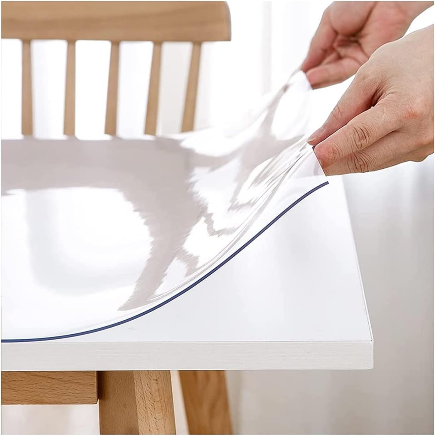 Protector transparente para mesa de comedor, mantel de plástico impermeable, cubierta de PVC, rectangular, para comedor (color  0.059 in, tamaño