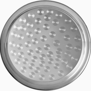 Bandeja redonda de acero inoxidable de 16 pulgadas con patrón de remolino, bandeja para servirexhibir por Tezzorio Bandeja redonda de acero inoxidable de 16 pulgadas con patrón de remolino, bandeja para servirexhibir por Tezzorio