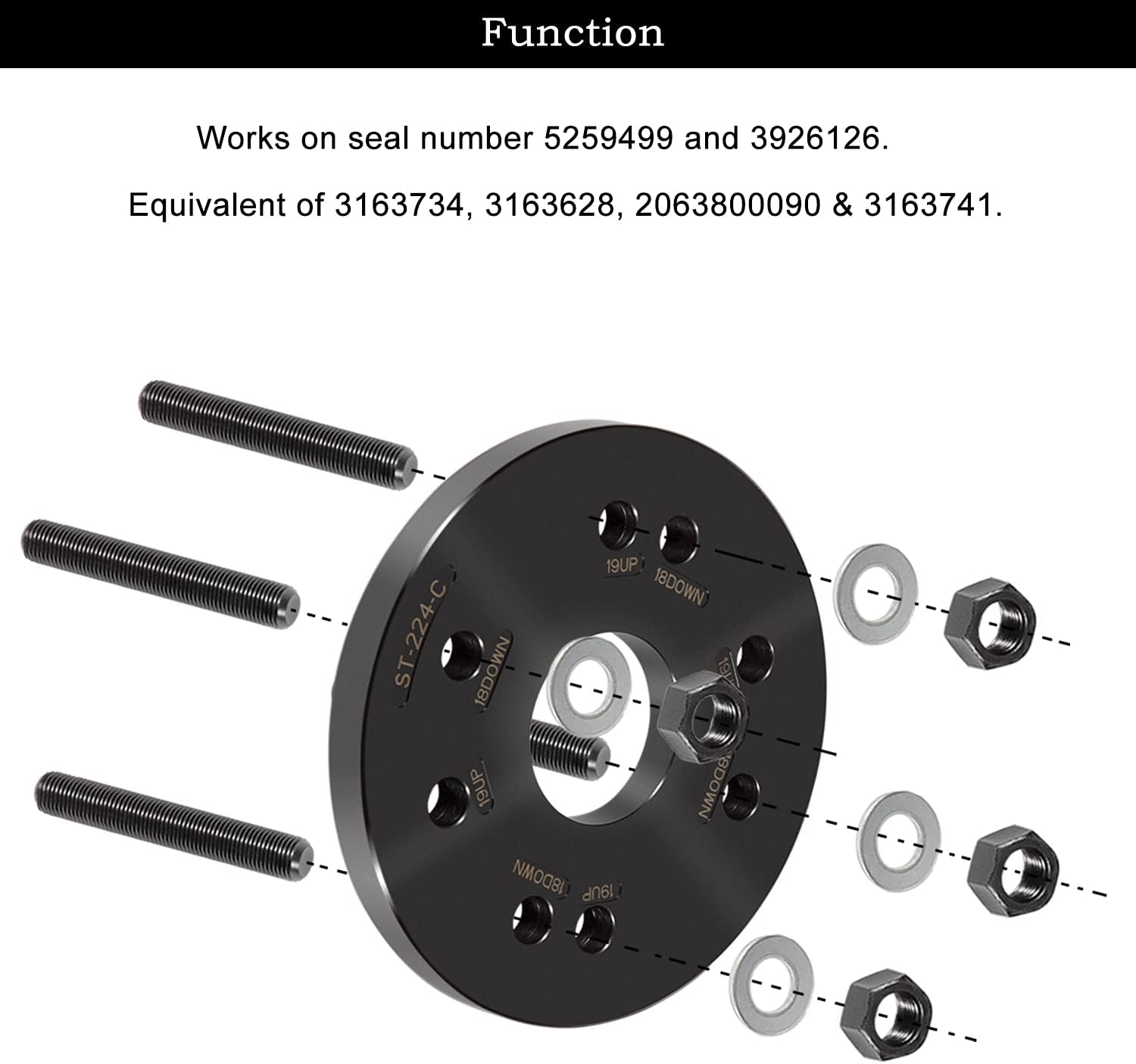 3824078 5395259 Sello del cigüeñal principal trasero y manguito de desgaste instalador Alt ST-224C 2063800090 para Cummins 3.9L 5.9L 6.7L 8.3L y