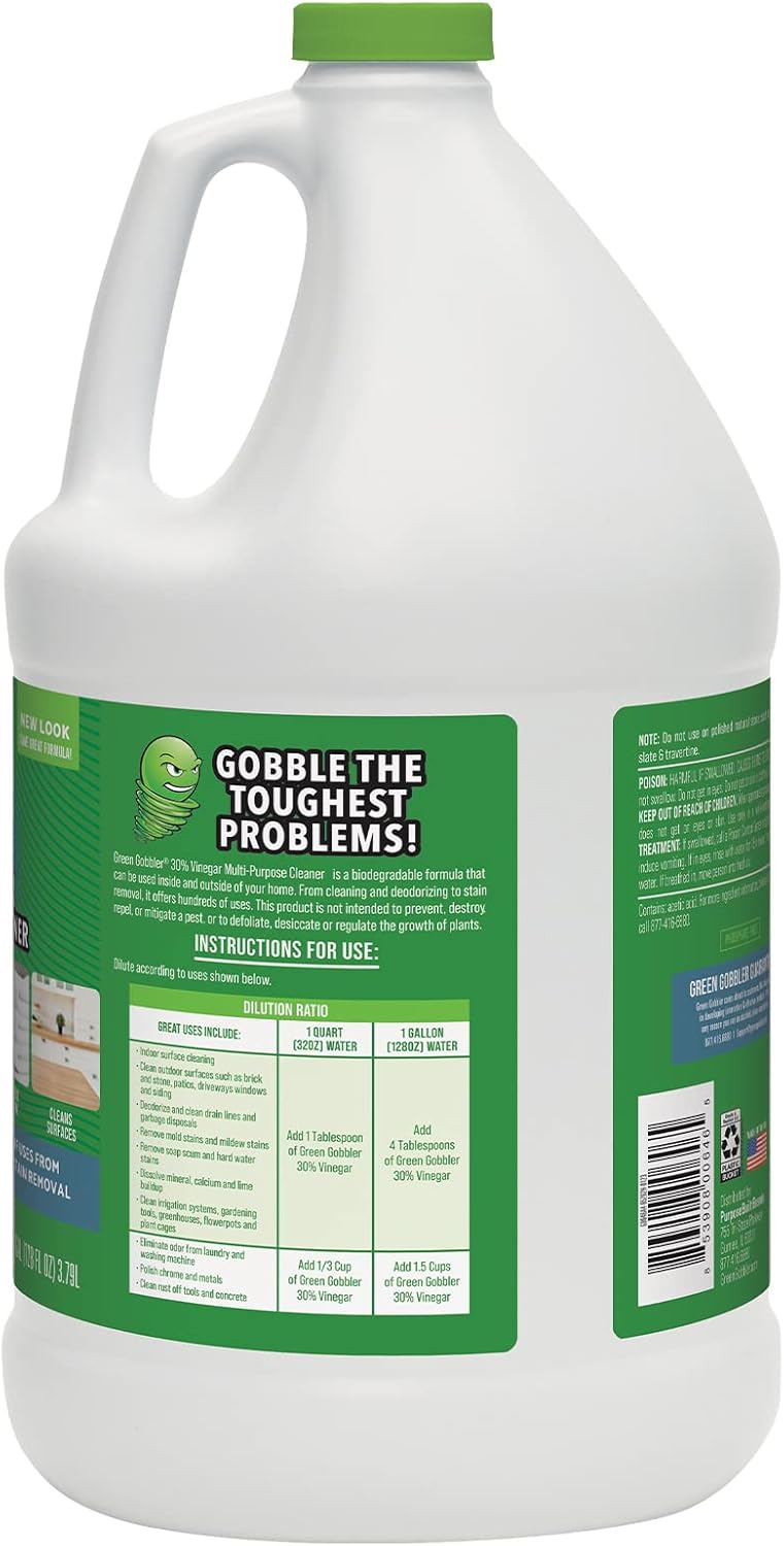 Green Gobbler 30% de vinagre concentrado en el hogar y al aire libre  6 veces más fuerte que el vinagre tradicional