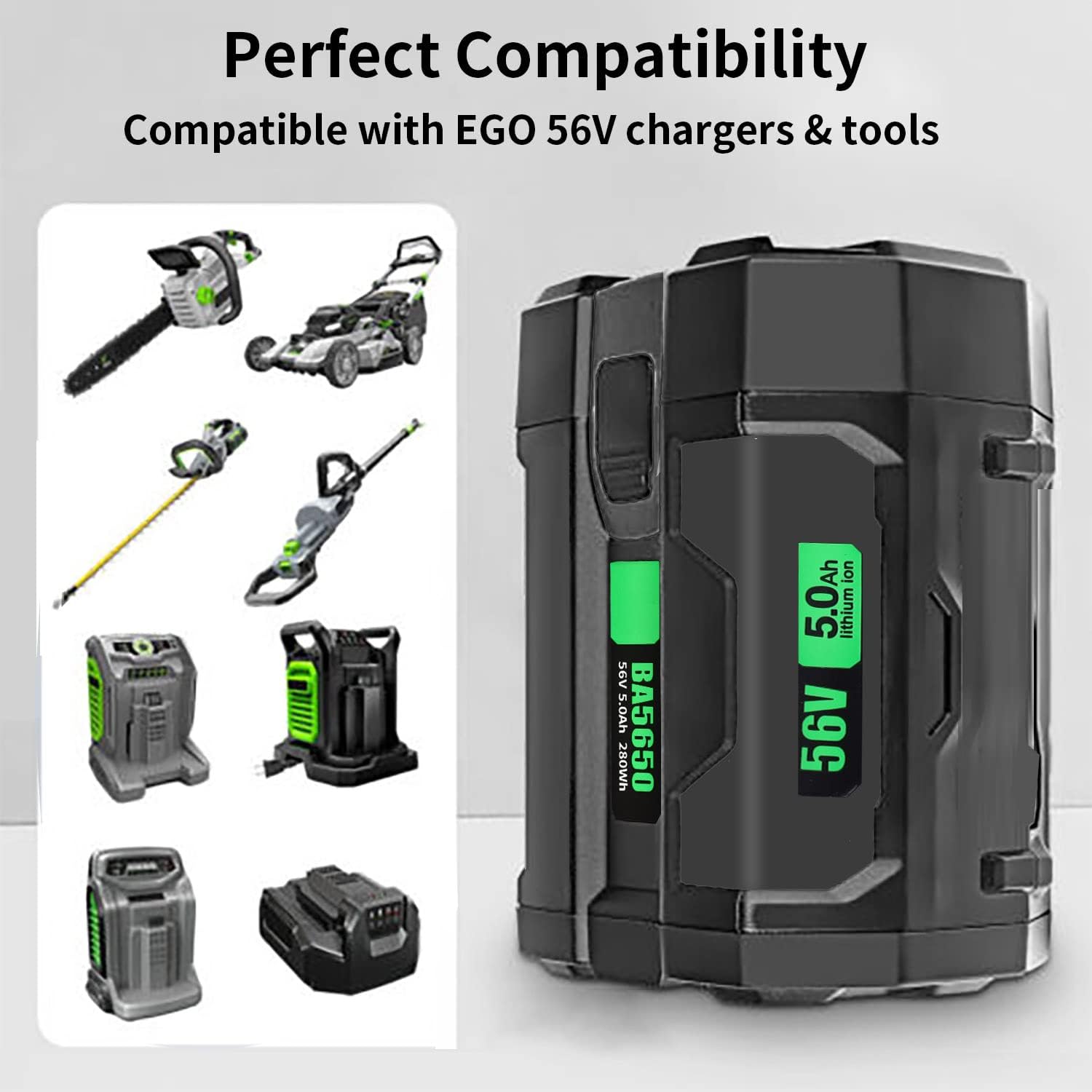 Batería de repuesto de 56 V 5000 mAh para todas las baterías EGO 56V BA2800T BA4200 BA4200T BA1400 BA1400T BA1120E BA2240E BA3360 para herramienta