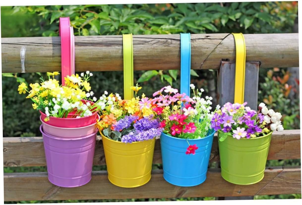 Yardwe 6 piezas de suculentas galvanizadas decoración interior plantas colgantes para plantas al aire libre colgar en la pared macetas colgantes de