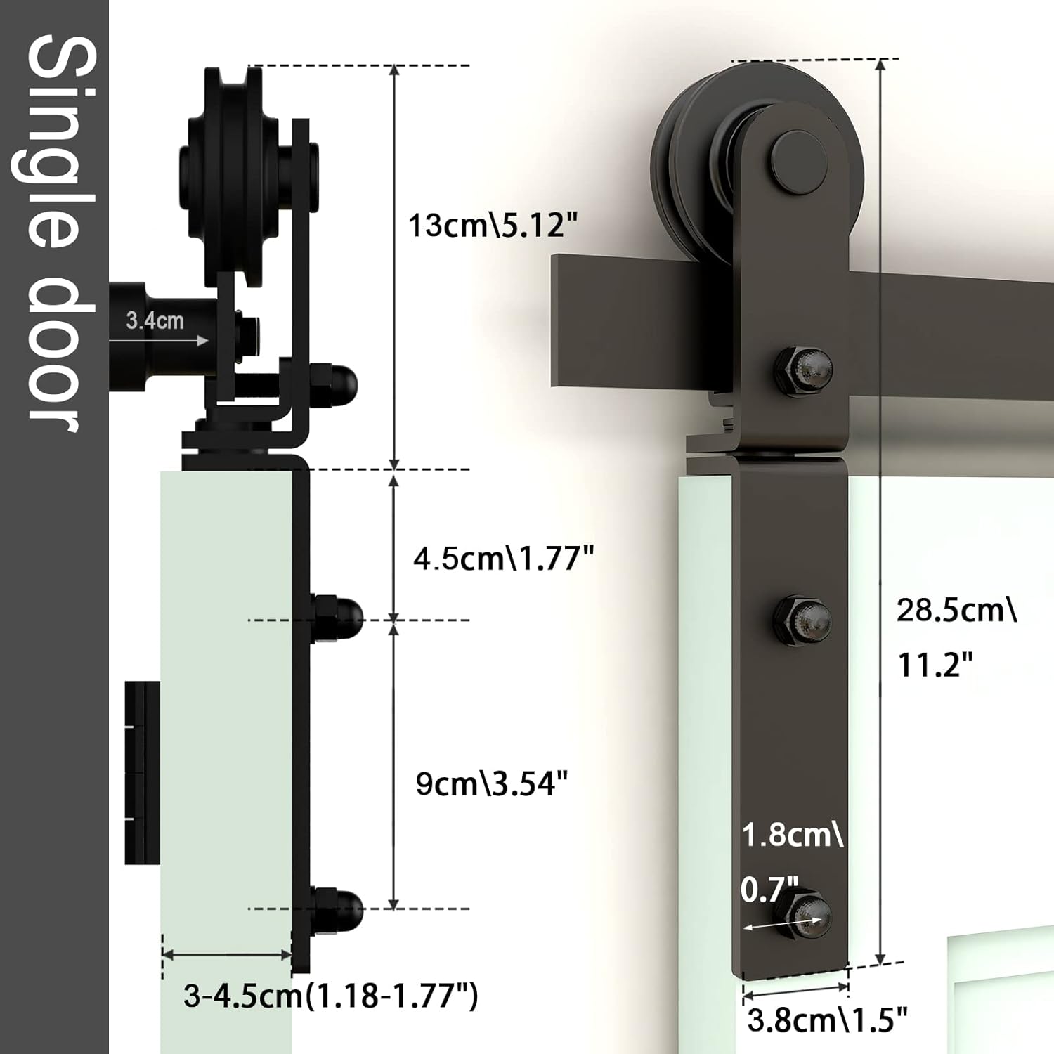 Kit de riel deslizante de 5 pies60 pulgadas para puerta de granero plegable para 2 puertas de acero al carbono resistente (solo kit de hardware, sin