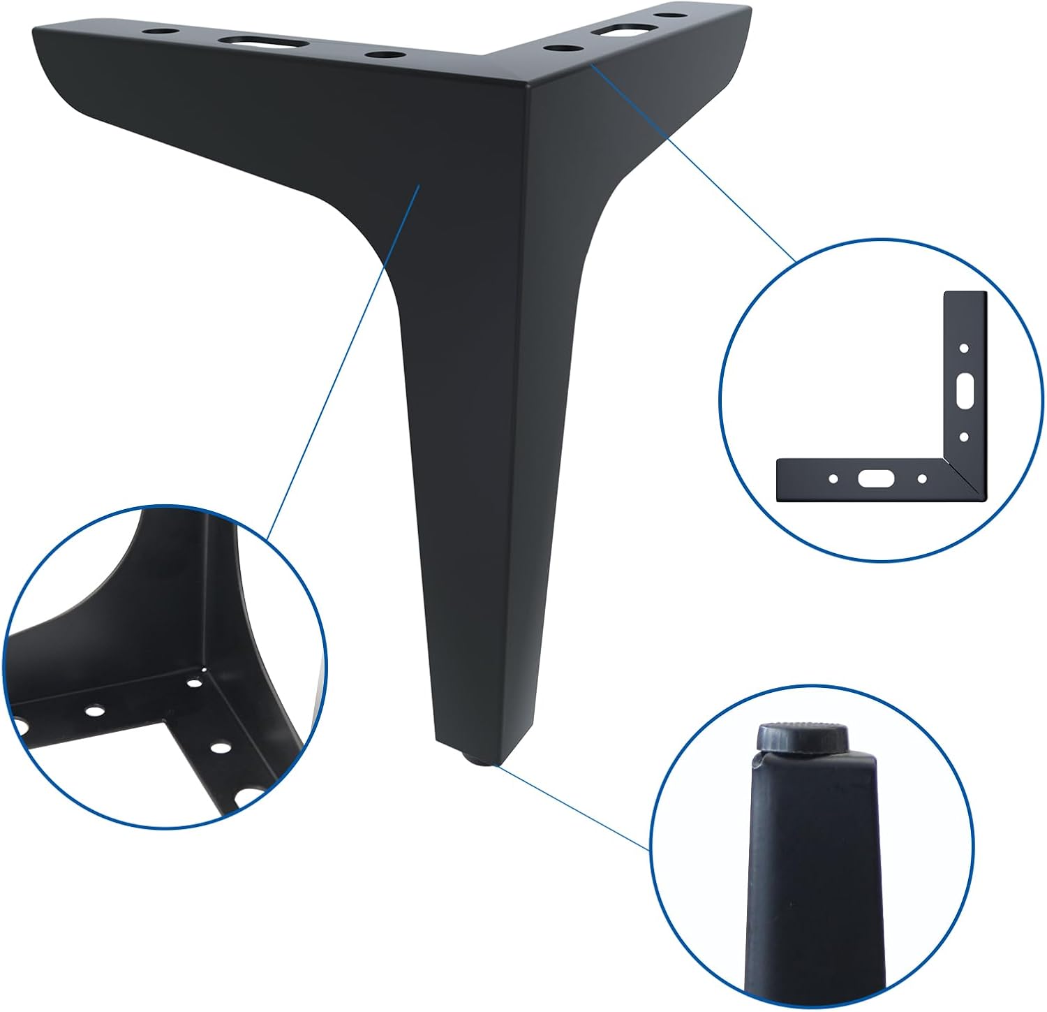 Patas de metal para muebles de 5 pulgadas, 8 piezas de estilo moderno, patas triangulares, patas de sofá, patas de silla, patas de repuesto para