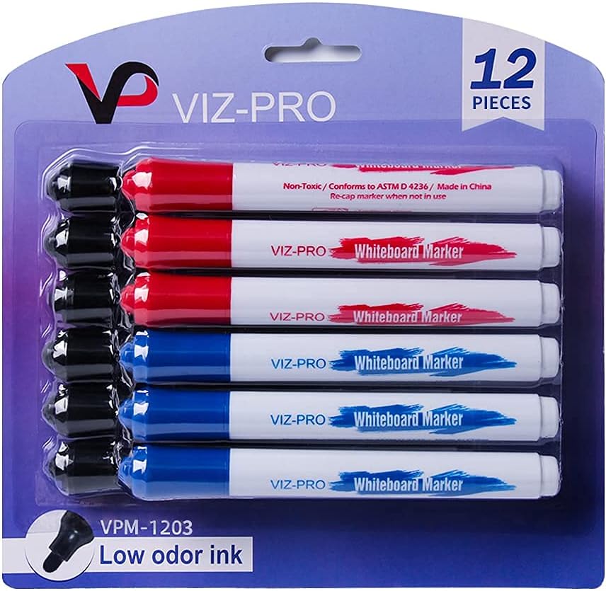 VIZ-PRO Pizarra blanca magnéticapizarra de borrado en seco, 36 x 24 pulgadas, con 1 borrador, 14 marcadores y 4 imanes