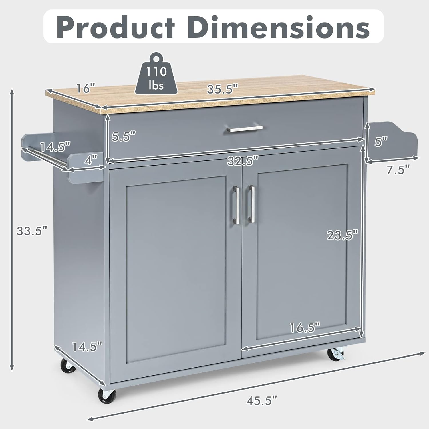 Isla de cocina, carrito de almacenamiento rodante con cajones, armario grande, estante de especias y asa de toalla, carritos de cocina con ruedas