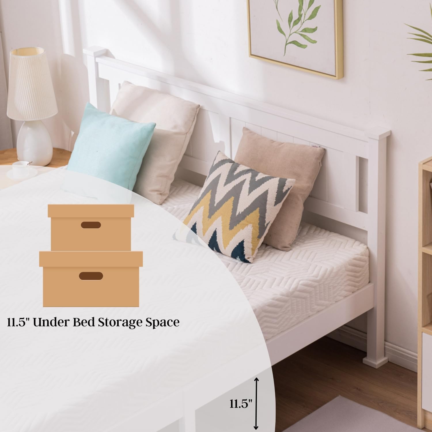 AOCOROE Base de cama matrimonial para niños, niñas, adolescentes, cama de plataforma de marco de madera maciza de tamaño matrimonial con cabecera de