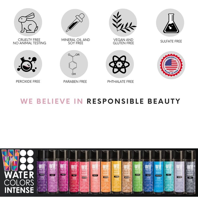 Watercolors Intense Color Depositing Champú, color de cabello semipermanente 8.5 oz – VERDE