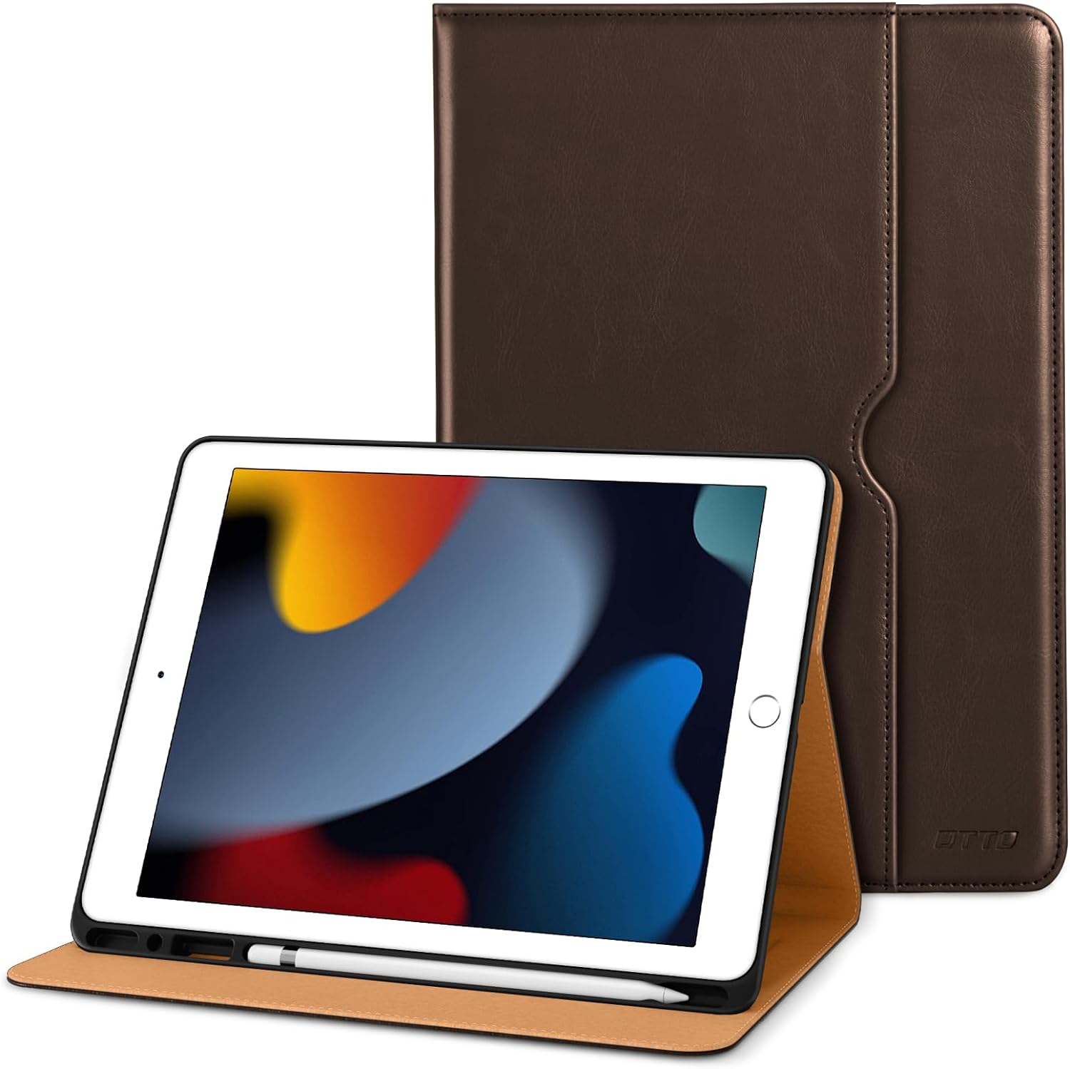 DTTO Funda para iPad de 987 generación de 10.2 pulgadas 202120202019, funda de cuero de alta calidad con soporte para lápiz Apple, encendido y